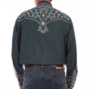 Legendary Scully Tooled Men's Diamond Jim Western Shirt in Size S, M, L, XL, 2X,